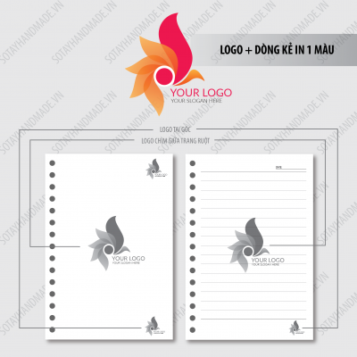 Hình minh họa in logo vào ruột sổ và quy cách